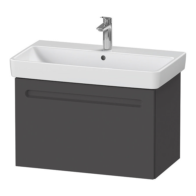 Duravit No.1 800mm Graphite Matt 1-Drawer Wall Mounted Vanity Unit with Basin Large Image