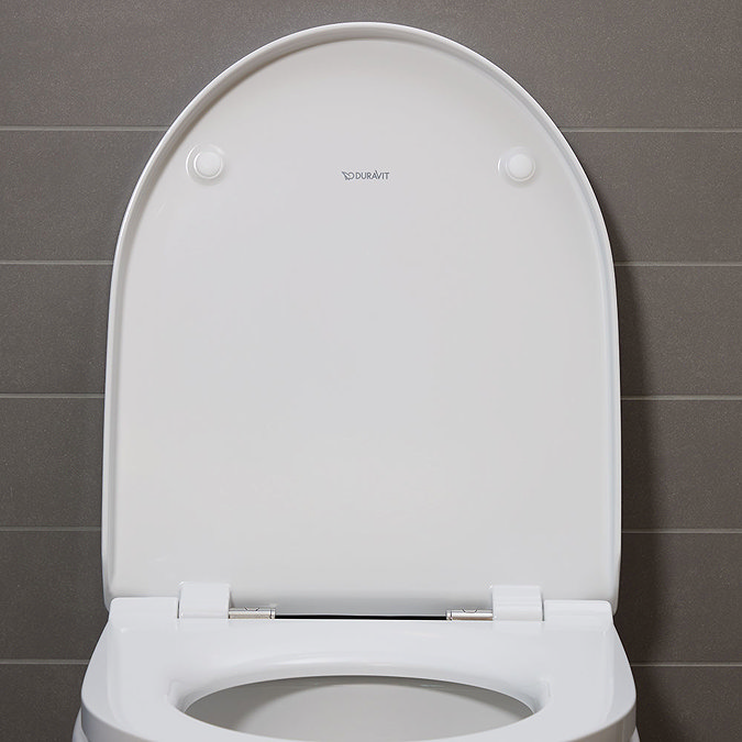 Duravit No.1 WonderGliss Compact Rimless Wall Hung Toilet + Soft-Close Seat  In Bathroom Large Image
