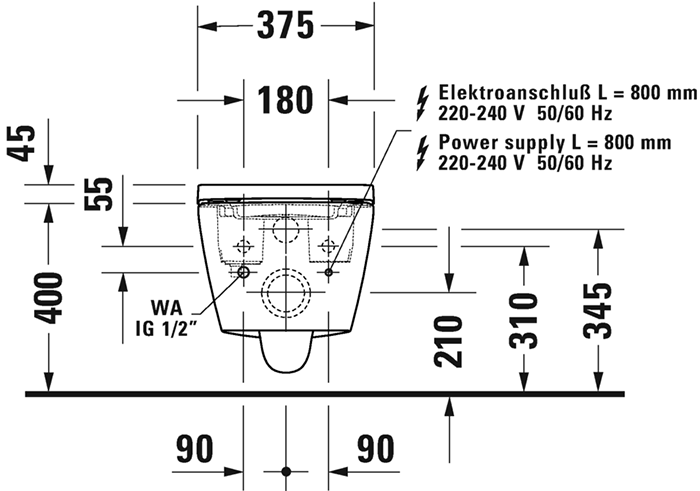 Duravit SensoWash D-Neo Compact Wall Hung Shower Toilet