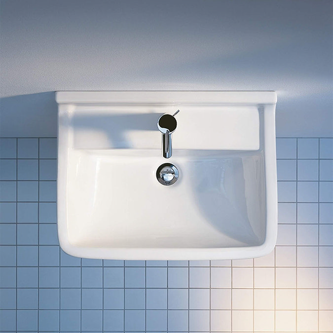 Duravit Starck 3 1TH Basin + Semi Pedestal  Profile Large Image