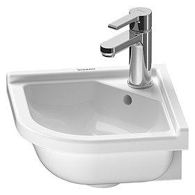 Duravit Starck 3 430mm 1TH Handrinse Corner Basin - 0752440000 Large Image