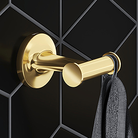 Duravit Starck T Wall Mounted Double Towel Hook - Polished Gold