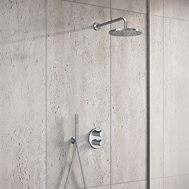 Duravit Thermostatic Round Concealed Shower Set with Fixed Head & Shower Kit with Outlet - Chrome