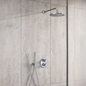 Duravit Thermostatic Round Concealed Shower Set with Fixed Head & Shower Kit with Outlet - Chrome