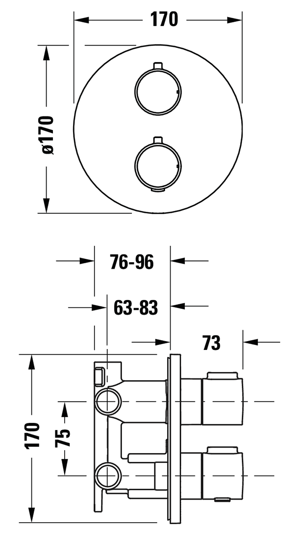 Duravit Thermostatic Round Concealed Shower Set with Fixed Head & Slider Rail Kit - Chrome