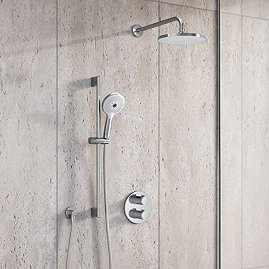 Duravit Thermostatic Round Concealed Shower Set with Fixed Head & Slider Rail Kit - Chrome