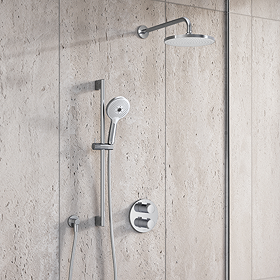 Duravit Thermostatic Round Concealed Shower Set with Fixed Head & Slider Rail Kit - Chrome