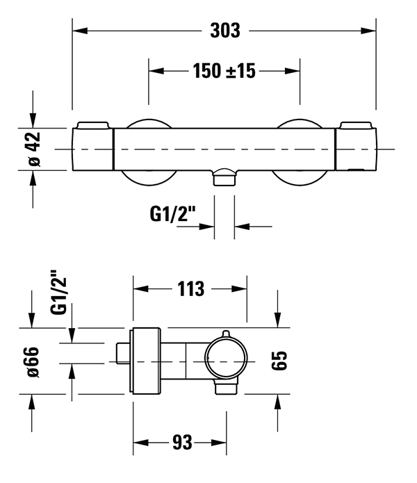 Duravit Thermostatic Shower Bar Valve & Slider Rail Kit - Chrome