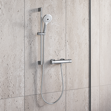 Duravit Thermostatic Shower Bar Valve & Slider Rail Kit - Chrome