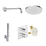 Duravit Thermostatic Square Concealed Shower Set with Fixed Head & Shower Kit with Outlet - Chrome