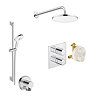 Duravit Thermostatic Square Concealed Shower Set with Fixed Head & Slider Rail Kit - Chrome
