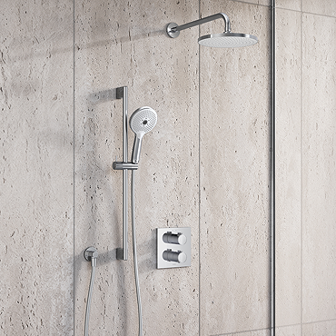 Duravit Thermostatic Square Concealed Shower Set with Fixed Head & Slider Rail Kit - Chrome
