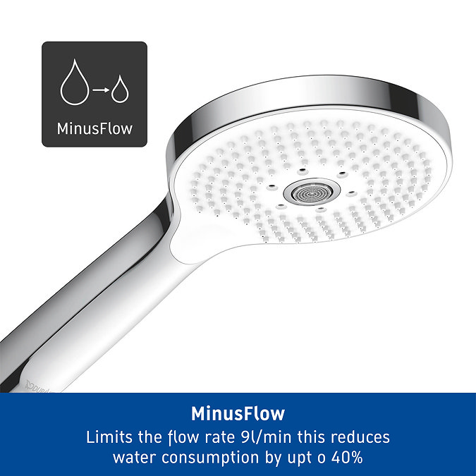 Duravit Universal MinusFlow 120mm Shower Handset with 3 Spray Patterns - Chrome