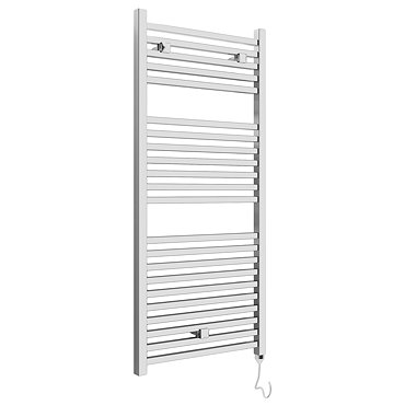 E-Cube Electric Only Heated Towel Rail - W500mm x H1110mm - Chrome  Profile Large Image