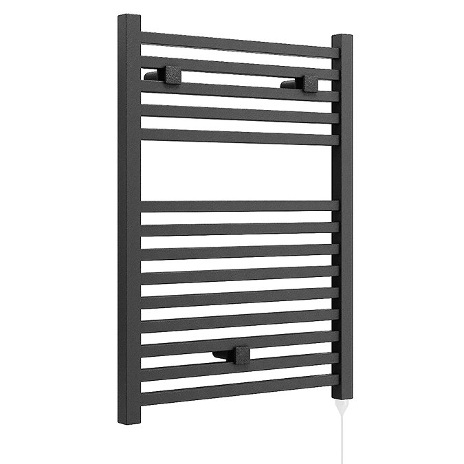 E-Cube Electric Only Heated Towel Rail - W500mm x H690mm - Anthracite Grey Large Image