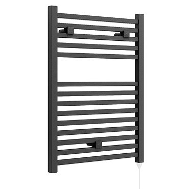 E-Cube Electric Only Heated Towel Rail - W500mm x H690mm - Anthracite Grey  Profile Large Image