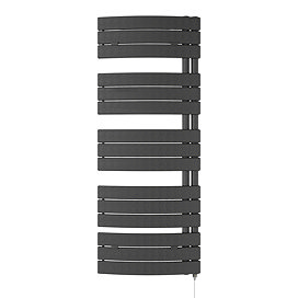 E-Delta Electric Only Heated Towel Rail - W550mm x H1380mm - Anthracite Large Image