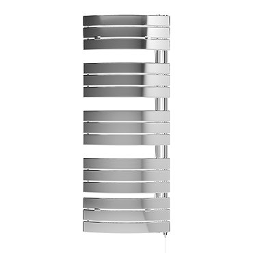 E-Delta Electric Only Heated Towel Rail - W550mm x H1380mm - Chrome  Profile Large Image