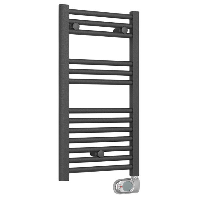 E-Diamond Electric Only Heated Towel Rail w. Digital Thermostat - W400mm x H720mm - Anthracite - Str