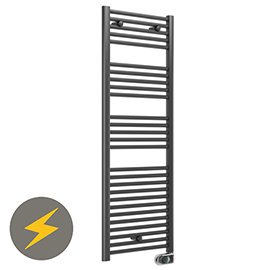 E-Diamond Electric Only Heated Towel Rail w. Digital Thermostat - W480mm x H1375mm - Anthracite - St