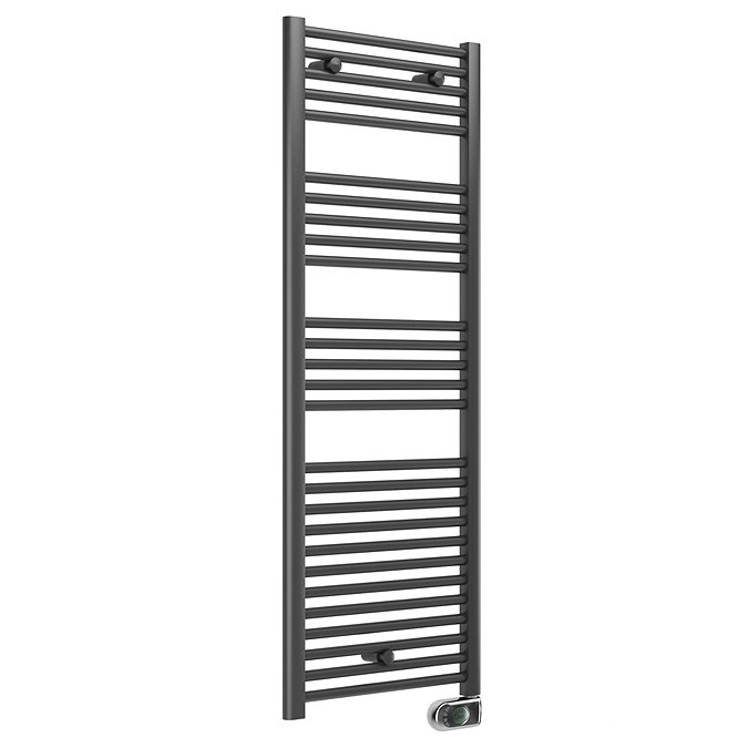 E-Diamond Electric Only Heated Towel Rail w. Digital Thermostat - W480mm x H1375mm - Anthracite - St