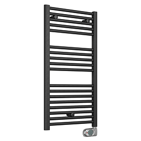 E-Diamond Electric Only Heated Towel Rail w. Digital Thermostat - W480mm x H920mm - Anthracite - Straight