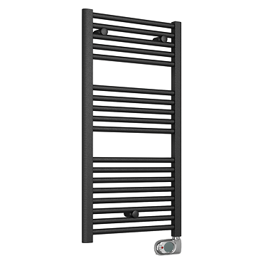 E-Diamond Electric Only Heated Towel Rail w. Digital Thermostat - W480mm x H920mm - Anthracite - Straight