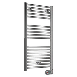 E-Diamond Electric Only Heated Towel Rail w. Digital Thermostat - W480mm x H920mm - Chrome - Straight
