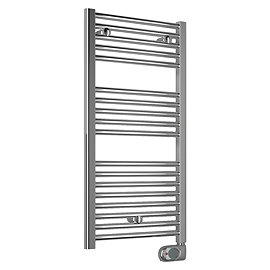 E-Diamond Electric Only Heated Towel Rail w. Digital Thermostat - W480mm x H920mm - Chrome - Straight