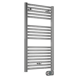 E-Diamond Electric Only Heated Towel Rail w. Digital Thermostat - W480mm x H920mm - Chrome - Straight