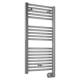 E-Diamond Electric Only Heated Towel Rail w. Digital Thermostat - W480mm x H920mm - Chrome - Straight