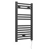 E-Diamond Electric Only Heated Towel Rail - W400mm x H720mm - Anthracite - Straight Large Image