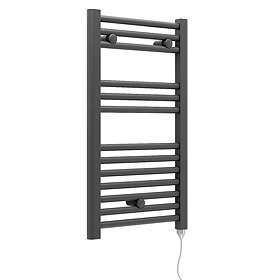 E-Diamond Electric Only Heated Towel Rail - W400mm x H720mm - Anthracite - Straight Large Image