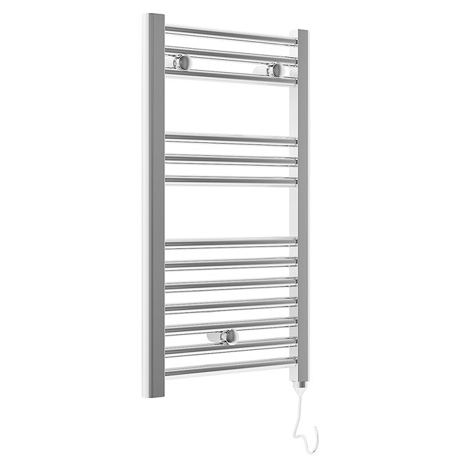 E-Diamond Electric Only Heated Towel Rail - W400mm x H720mm - Chrome - Straight Large Image