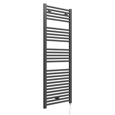 E-Diamond Electric Only Heated Towel Rail - W480mm x H1375mm - Anthracite - Straight  Profile Large Image