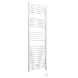 E-Diamond Electric Only Heated Towel Rail - W480mm x H1375mm - White - Straight Large Image