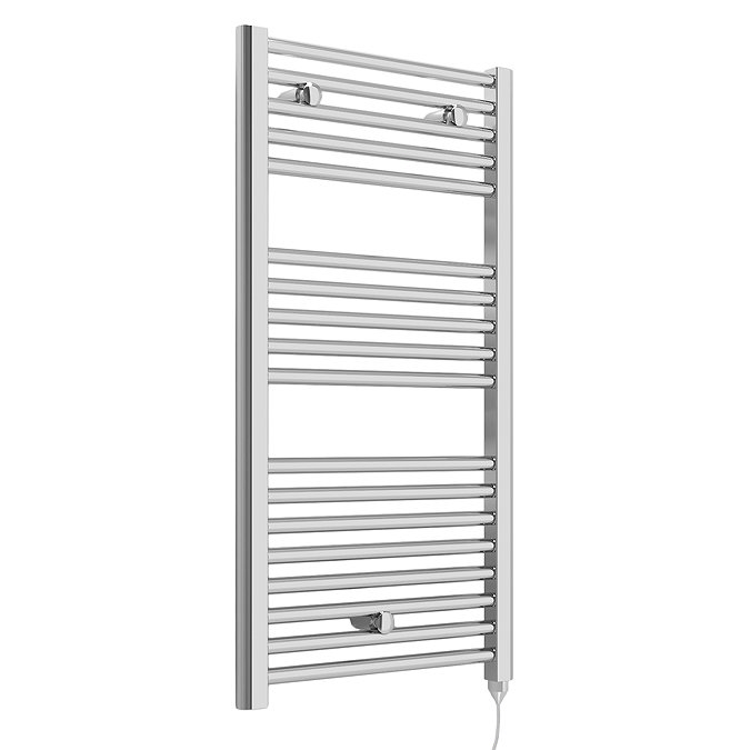 E-Diamond Electric Only Heated Towel Rail - W480mm x H920mm - Chrome - Straight