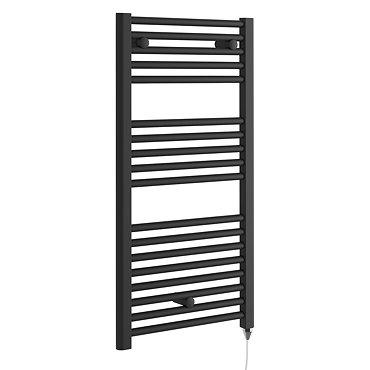 E-Diamond Electric Only Heated Towel Rail - W480mm x H920mm - Matt Black - Straight