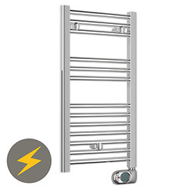 E-Diamond Electric Only Heated Towel Rail with Digital Thermostat - W400mm x H720mm - Chrome - Strai