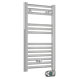 E-Diamond Electric Only Heated Towel Rail with Digital Thermostat - W400mm x H720mm - Chrome - Strai