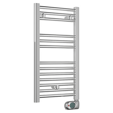 E-Diamond Electric Only Heated Towel Rail with Digital Thermostat - W400mm x H720mm - Chrome - Strai