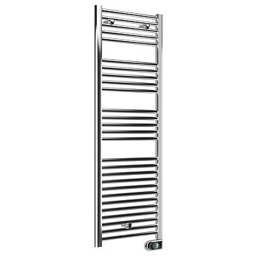 E-Diamond Electric Only Heated Towel Rail with Digital Thermostat - W480mm x H1375mm - Chrome - Stra