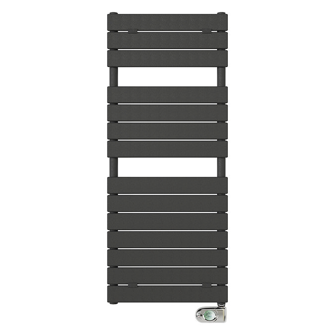 E-Milan Electric Only Heated Towel Rail w. Digital Thermostat - W500mm x H1213mm - Anthracite  Large