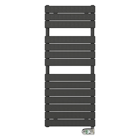 E-Milan Electric Only Heated Towel Rail w. Digital Thermostat - W500mm x H1213mm - Anthracite  Large