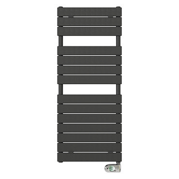 E-Milan Electric Only Heated Towel Rail w. Digital Thermostat - W500mm x H1213mm - Anthracite  Profi