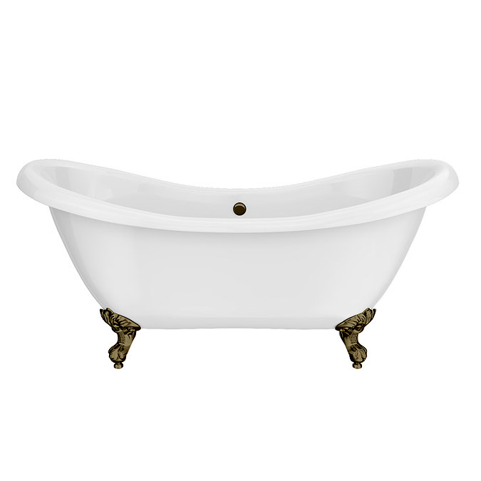 Earl 1750 Double Ended Roll Top Slipper Bath + Antique Brass Leg Set  In Bathroom Large Image
