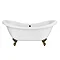Earl 1750 Double Ended Roll Top Slipper Bath + Antique Brass Leg Set  In Bathroom Large Image