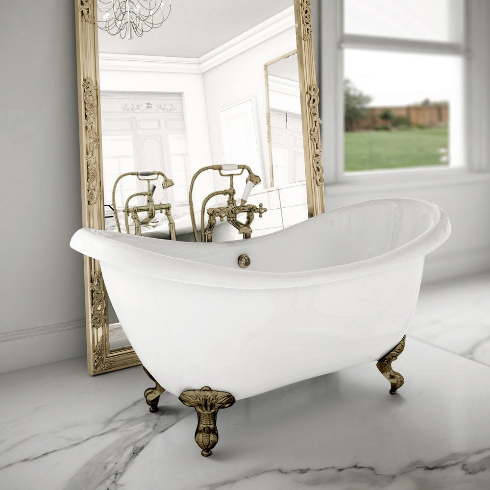 Luxury Slipper 1750 x 730 x 850mm Freestanding White Bath | DIY at B&Q