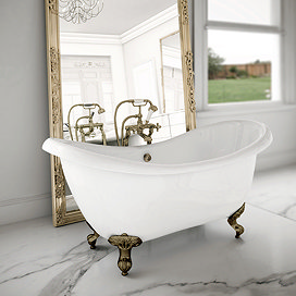 Earl 1750 Double Ended Roll Top Slipper Bath + Antique Brass Leg Set