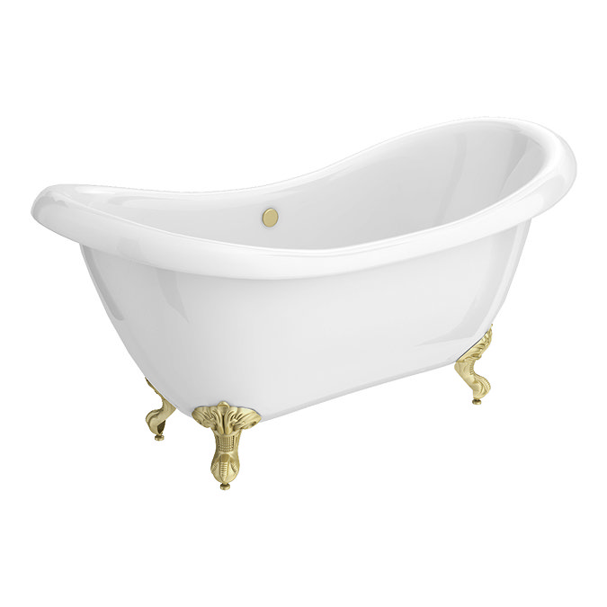 Earl 1750 Double Ended Roll Top Slipper Bath + Brushed Brass Leg Set